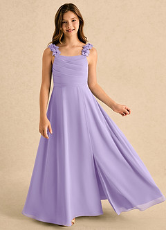 Azazie Masie Girls Formal Flower Girl Dresses Lilac A-Line Pleated Chiffon Dress image3