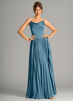 Azazie Saedra Bridesmaid Dresses Bermuda A-Line Corset Stretch Satin Dress image3