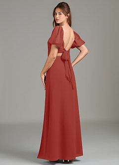 Azazie Phylicia Bridesmaid Dresses Terracotta A-Line Bow Chiffon Dress image5
