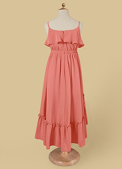 Azazie Karmen Blumenmädchenkleider A-Linie Gestreift Chiffon Kleid Lachsrosa image7