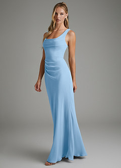 Azazie Asa Bridesmaid Dresses Powder Blue Sheath Corset Chiffon Dress image4
