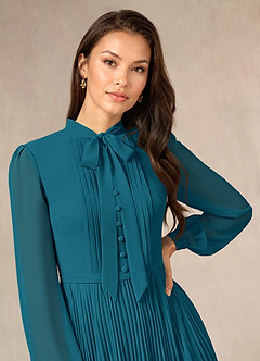 Azazie Adellah Mother of the Bride Dresses Ink Blue A-Line Pleated Chiffon Dress image5