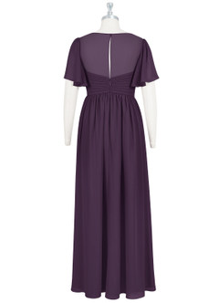 Azazie Verna Robes de demoiselle d'honneur de maternité Robe Trapèze Col V froncé Longueur ras du sol Mousseline de soie image8