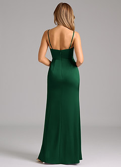 Azazie Aimee Bridesmaid Dresses Dark Green A-Line Sweetheart Neckline Stretch Satin Dress image2