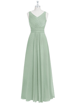Azazie Pierrette Bridesmaid Dresses Agave A-Line Pleated Chiffon Dress image7