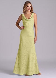 Azazie Rylina Final Sale Lemon Sorbet Mermaid Floral Burnout Dress image4