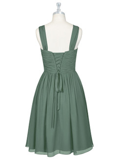 Azazie Angie Bridesmaid Dresses Eucalyptus A-Line Corset Chiffon Dress image8