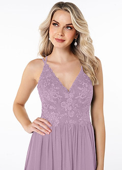 Azazie Shanna Bridesmaid Dresses A-Line Lace Chiffon Floor-Length Dress image5