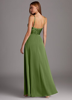 Azazie Jenna Bridesmaid Dresses Juniper A-Line Pleated Stretch Satin Dress image4