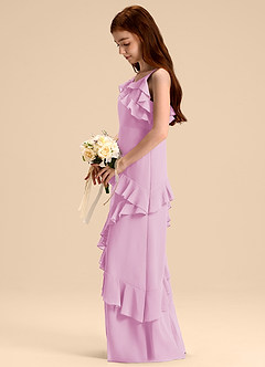 Azazie Evara Junior Vestido de Rosa Caramelo de Gasa de Corte en A image5