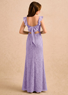 Azazie Novanlie Girls Formal Flower Girl Dresses Lilac Mermaid Bow Floral Burnout Dress image1