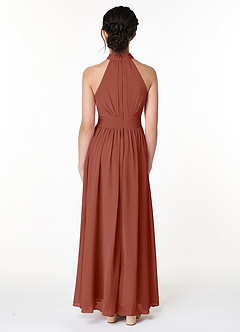 Azazie Iman Junior Auburn A-Line Pleated Chiffon Dress image2