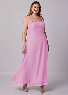 Barbie ♥ Azazie Bridesmaid Dresses Candy Pink A-Line Pleated Chiffon Dress image10