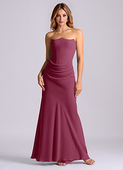 Azazie Debby Bridesmaid Dresses Mulberry Mermaid Strapless Chiffon Dress image1