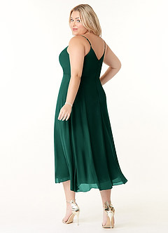 Azazie Clarissa Brautjungfernkleider A-Linie V-Hals Chiffon Kleid Smaragd image10