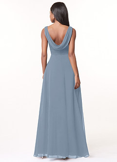 Azazie Karina Brautjungfernkleider A-Linie Plissee Chiffon Kleid Staubblau image2