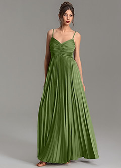 Azazie Blake Bridesmaid Dresses Juniper A-Line Pleated Stretch Satin Dress image3