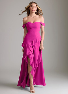 Azazie Sloane Bridesmaid Dresses Fuchsia A-Line Sweetheart Neckline Chiffon Dress image5