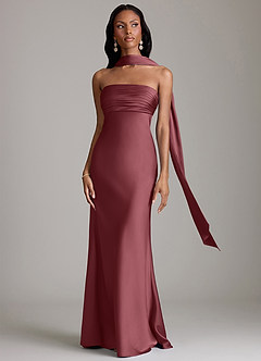 Azazie Saylor Jurken voor bruidsmeisjes Jurk van Stretch Satijn met Zeemeermin Strapless Woestijnroos image9