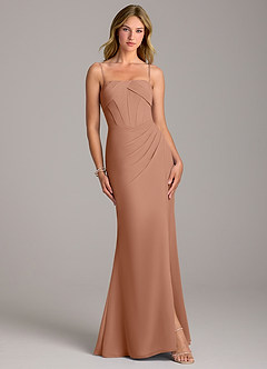 Azazie Chantel Jurken voor bruidsmeisjes Converteerbaar Jurk van Chiffon met Kolom Strapless Bronzeertint image4