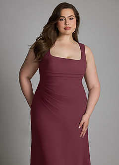 Azazie Agustina Bridesmaid Dresses Cabernet Mermaid Corset Chiffon Dress image11