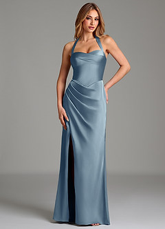 Azazie Serenity Brautjungfernkleider Meerjungfrau-Linie Herzausschnitt Stretch-Satin Kleid Staubblau image1