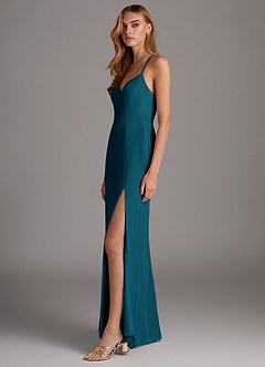 Azazie Manila Bridesmaid Dresses Ink Blue Sheath V-Neck Chiffon Dress image4