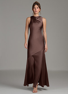 Azazie Kiara Bridesmaid Dresses Ganache Mermaid Pleated Stretch Satin Dress image5