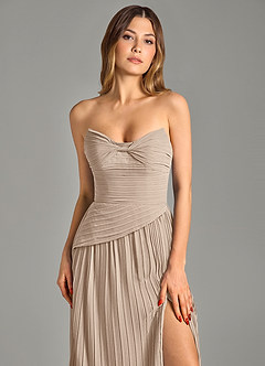 Azazie Becka Bridesmaid Dresses Taupe A-Line Strapless Chiffon Dress image6
