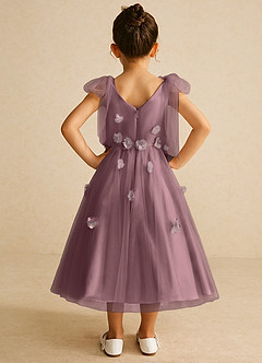 Azazie Minia Flower Girl Dresses Vintage Mauve A-Line Bow Matte Satin Dress image6