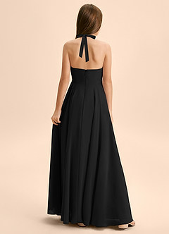 Azazie Kady Junior Black A-Line Sweetheart Neckline Chiffon Dress image2