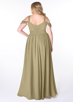 Azazie Lianne Bridesmaid Dresses Moss Green A-Line Off the Shoulder Chiffon Dress image2