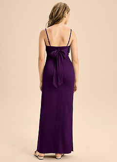 Azazie Mai Junior Robe Trapèze en Satin extensible Encolure en Forme de Cœur Grain De Raisin image2