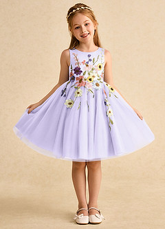 Azazie Prima Flower Girl Klänningar Klänning A-Line i Tyll Rosett image1