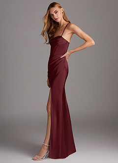Azazie Brookelle Bridesmaid Dresses Cabernet Sheath Sweetheart Corset Stretch Satin Dress image5