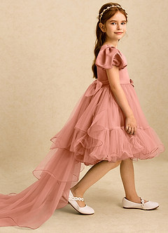 Azazie Cocoa vestidos de niña de las flores Vestido de Mai Tai de Tul de Princesa con Plisado image4