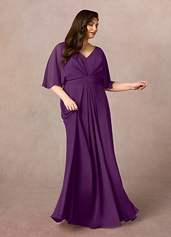 Azazie Oksana Abiti per la Madre della Sposa Abito A-Line in Chiffon con Scollo a V a Pieghe Uva image7