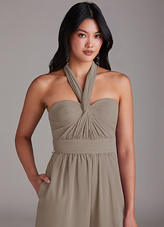 Azazie Lamara Brautjungfernkleider Wandelbar Schulterfrei Chiffon Overall/Jumpsuit Taupe image9