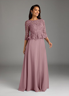 Azazie Averie vestidos de madre de la novia Vestido de Rosa Polvorienta de Gasa de Corte En A con Cuello barco Lentejuelas image1