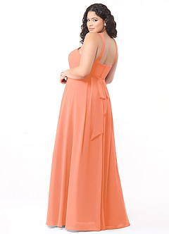 Azazie Dixie Bridesmaid Dresses Sunset A-Line Halter Pleated Chiffon Dress image9