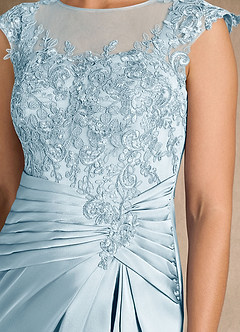 Azazie Santa Barbara vestidos de madre de la novia Vestido de Azul Cielo de Satén Elástico de Recto con Plisado image9