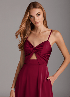 Azazie Jenna Brautjungfernkleider A-Linie Plissee Stretch-Satin Kleid Burgunderrot image5