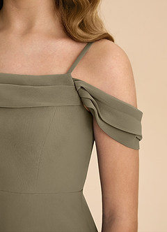 Azazie Anselie Junior Agave A-Line Off the Shoulder Chiffon Dress image8