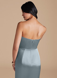 Azazie Aura Bridesmaid Dresses Dusty Blue Mermaid Metallic Satin Convertible Dress image4