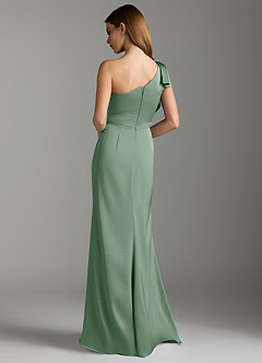 Azazie Rinna Bridesmaid Dresses Matcha Mermaid Ruched Stretch Satin Dress image8