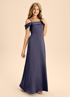 Azazie Anselie Junior Stormy A-Line Off the Shoulder Stretch Satin Dress image5