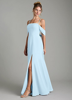 Azazie Mercedes Bridesmaid Dresses Sky Blue A-Line Off the Shoulder Chiffon Dress image4