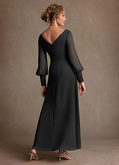 Azazie Paterson Klänningar till brudens mor Klä A-Line i Chiffong Plisserad Svart image2