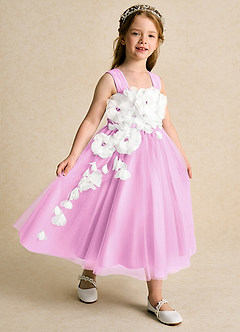 Azazie Dovey Flower Girl Dresses Candy Pink Ball-Gown Bow Tulle Dress image6