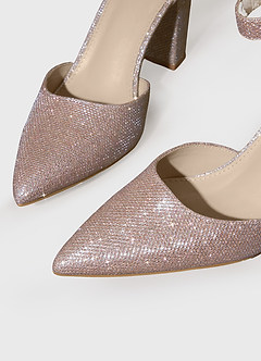 front Pointed Toe Ankle Strap Chunky Heels